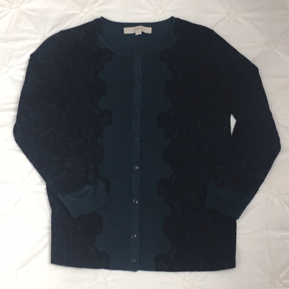 Very cute Loft Cardigan Teal with Black Sz Small